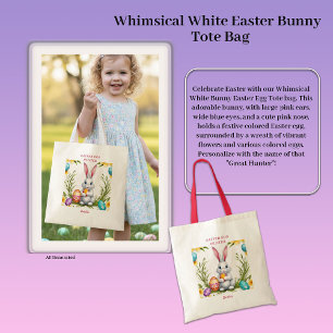Whimsical White Easter Bunny Tote Bag