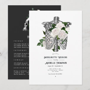 Whimsical White Floral Gothic Bachelorette Weekend Invitation