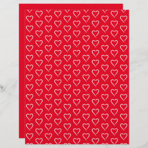Whimsical White Heart Pattern Scrapbook Paper 