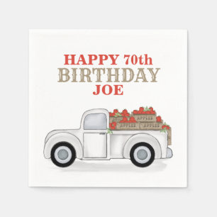 Whimsical White Truck with Apple Crates Napkin
