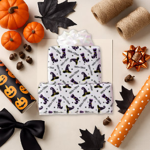 Whimsical White Witch Legs Halloween  Wrapping Paper