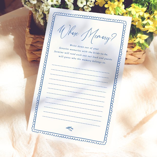  Whimsical Whose Memory Bridal Shower Game (Card Front Mock-up)