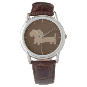 Whimsical Wiener Dog Watch Unisex Chocolate Brown