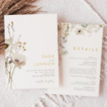 Whimsical Wildflower All In One Wedding Invitation<br><div class="desc">This Whimsical Wildflower all in one wedding invitation is perfect for your simple, elegant boho wedding. The modern rustic greenery accompanied by the minimalist watercolor wildflowers will help bring your vision to life! This design of pretty gold flowers, touches of bohemian sage green and purple is sure to complete your...</div>