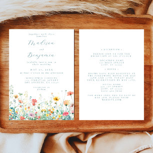 Whimsical Wildflower All in One Wedding Invitation