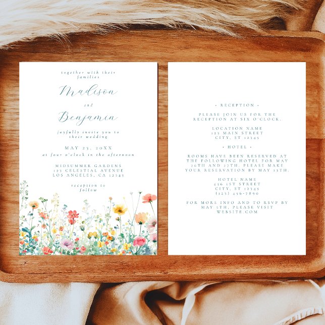 Whimsical Wildflower All in One Wedding Invitation (Creator Uploaded)