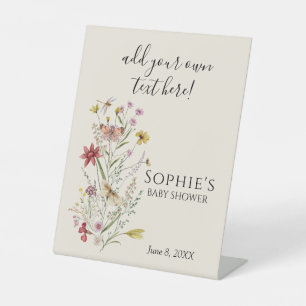 Whimsical Wildflower Baby In Bloom Custom Words Pedestal Sign