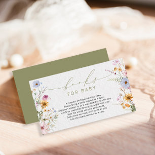 Whimsical Wildflower Baby Shower books Enclosure Card