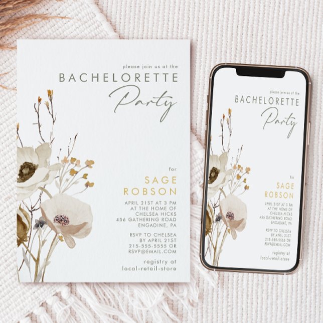 Whimsical Wildflower Bachelorette Party Invitation (Creator Uploaded)