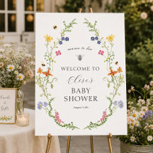 Whimsical Wildflower Bee Baby Shower Welcome Sign