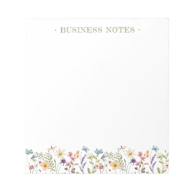 Whimsical Wildflower Bloom Colorful Spring Notepad (Front)