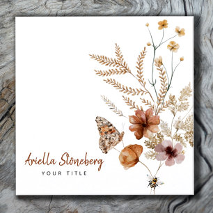 Whimsical Wildflower Blooms Floral Square Business Card