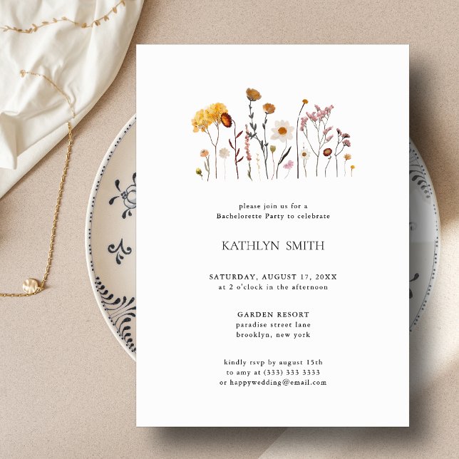 Whimsical Wildflower Boho Chic Bachelorette Party Invitation (Creator Uploaded)