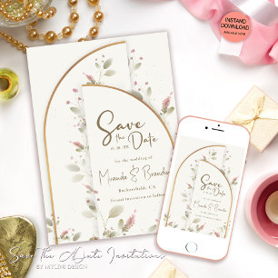 Whimsical Wildflower Boho Wedding Save the Date Invitation