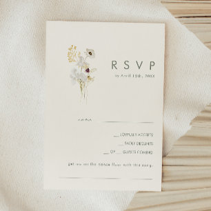 Whimsical Wildflower Bouquet   Ivory Song Request RSVP Card