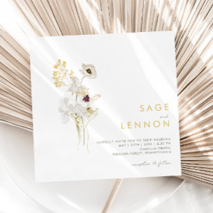Whimsical Wildflower Bouquet Square Wedding Invitation