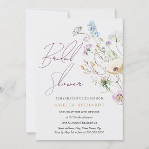 whimsical Wildflower Bridal Shower Invitation