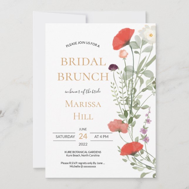 Whimsical Wildflower Bridal Shower Invitation (Front)