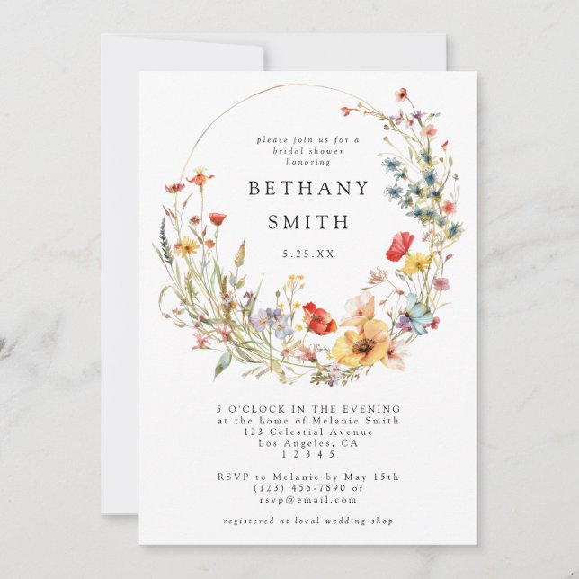 Whimsical Wildflower Bridal Shower Invitation (Front)