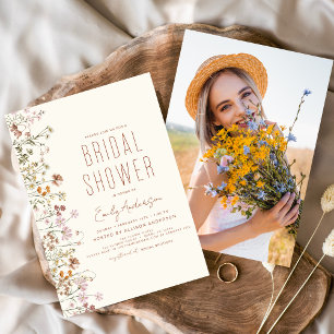 Whimsical Wildflower Bridal Shower Photo  Invitation