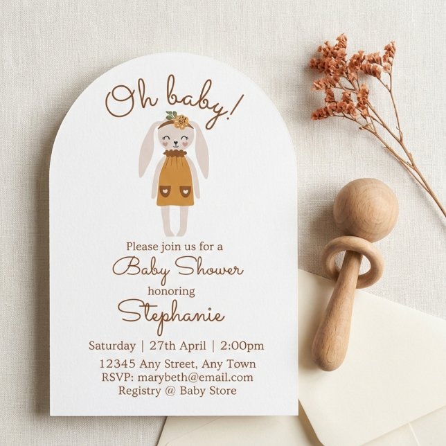 Whimsical Wildflower Bunny Baby Shower Invite (Baby shower invitation)