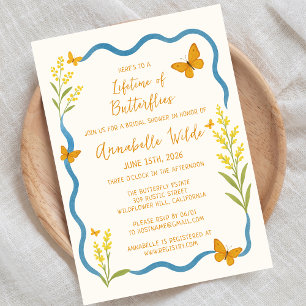Whimsical Wildflower Butterfly Chic Bridal Shower Invitation