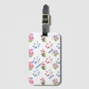 Whimsical Wildflower & Butterfly Luggage Tag 