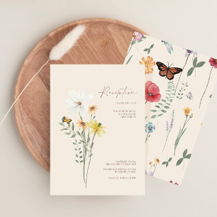 Whimsical Wildflower Butterfly Wedding Reception Enclosure Card