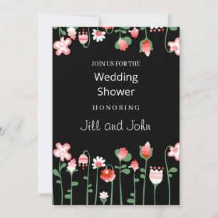 Whimsical Wildflower Dark Wedding Bridal Shower  Invitation