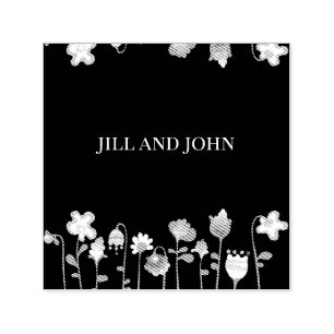 Whimsical Wildflower Dark Wedding  Self-inking Stamp