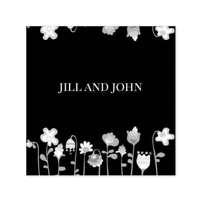 Whimsical Wildflower Dark Wedding  Self-inking Stamp (Design)
