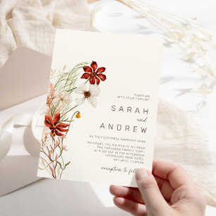 Whimsical Wildflower   Dried Flowers Wedding Invitation
