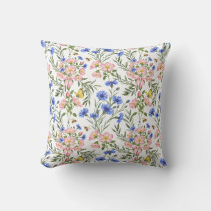 Whimsical Wildflower English Cottage Decor Cushion