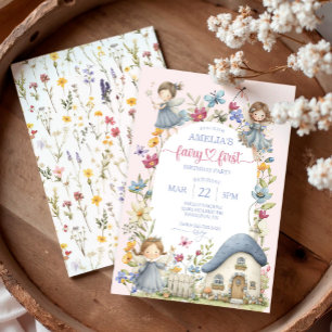 Whimsical Wildflower Fairy First Birthday Party Invitation