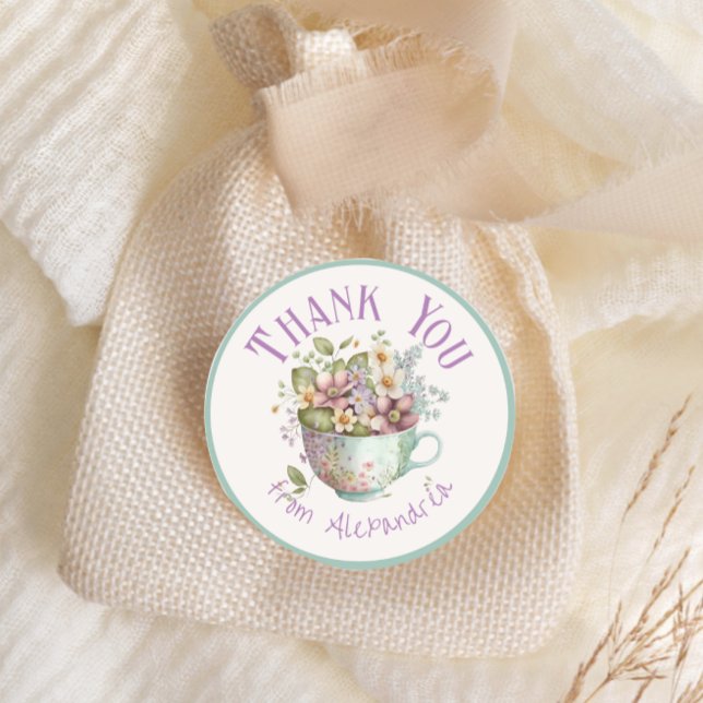Whimsical Wildflower Fairytale Tea Party Classic Round Sticker (Creator Uploaded)