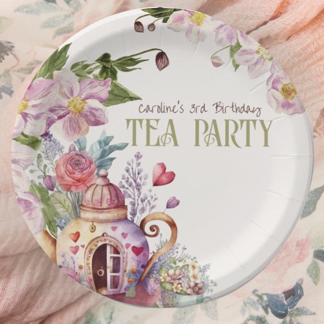 Whimsical Wildflower Fairytale Tea Party Paper Plate (Creator Uploaded)