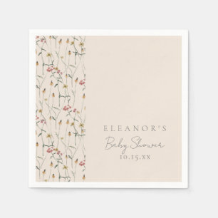 Whimsical Wildflower Floral Custom Baby Shower Napkin