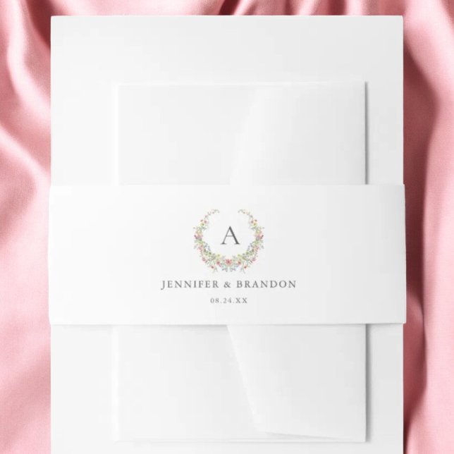 Whimsical Wildflower Garden Monogram Wedding Invitation Belly Band (Creator Uploaded)