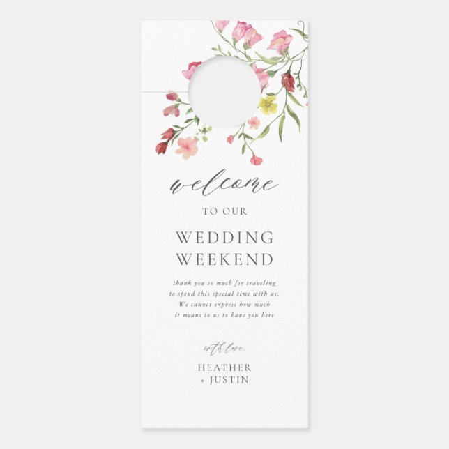 Whimsical Wildflower Garden Wedding Do Not Disturb Door Hanger (Front)
