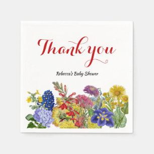 Whimsical Wildflower in Bloom Floral Baby Shower Napkin