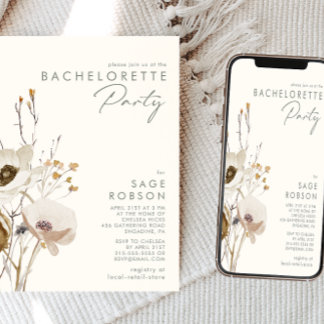 Whimsical Wildflower | Ivory Bachelorette Party Invitation