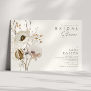 Whimsical Wildflower Ivory Bridal Shower Invitation