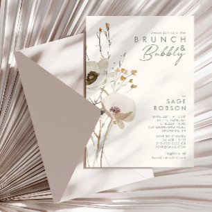 Whimsical Wildflower   Ivory Brunch and Bubbly Invitation
