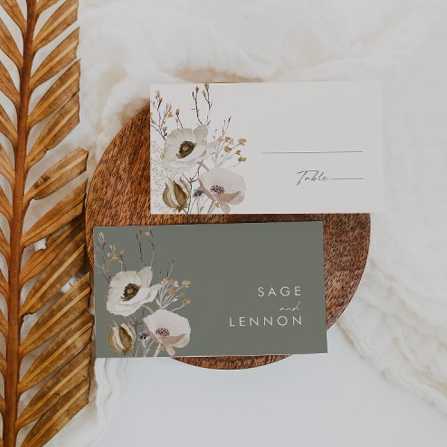 Whimsical Wildflower | Ivory Flat Wedding Place Card (Creator Uploaded)