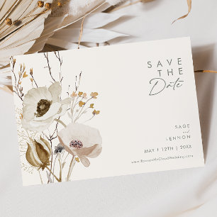 Whimsical Wildflower Ivory Horizontal Save The Date