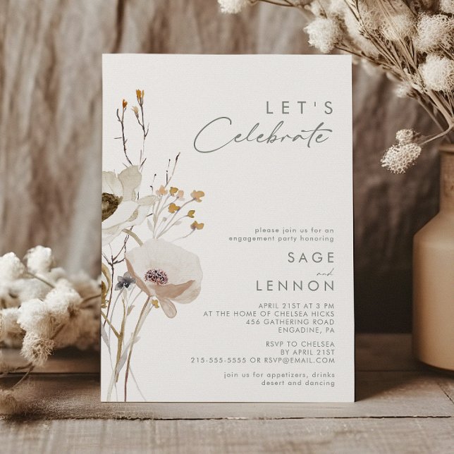 Whimsical Wildflower | Ivory Let's Celebrate Invitation (Creator Uploaded)