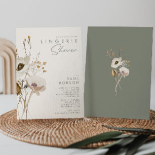 Whimsical Wildflower   Ivory Lingerie Shower Invitation