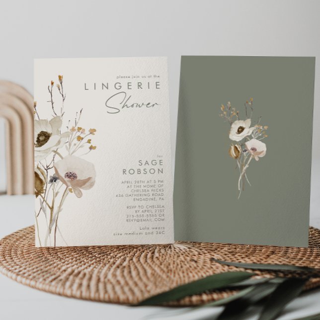 Whimsical Wildflower | Ivory Lingerie Shower Invitation (Creator Uploaded)