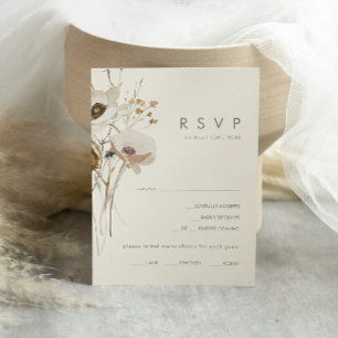 Whimsical Wildflower   Ivory Menu Choice RSVP Card