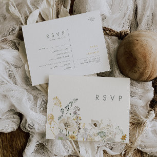 Whimsical Wildflower Ivory Menu Choice RSVP Card